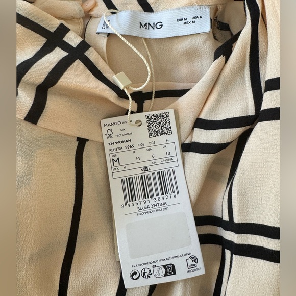 NWT Mango Geometric Print Blouse - Picture 6 of 7